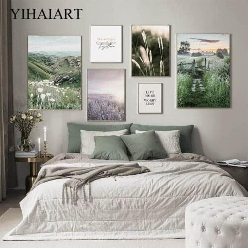 Nature Landscape Poster Wall Art Canvas Print Sunrise Countryside Painting Nordic Style Poster Field Meadow Picture Home Decor