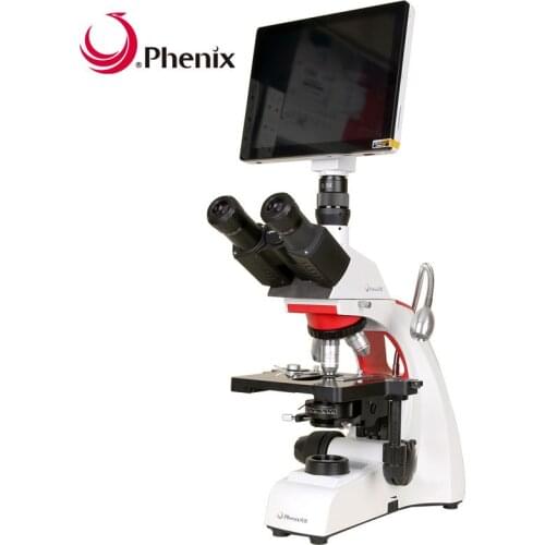 Phenix Professional Digital Microscope 40X-1600X Trinocular Biological Microscope 9.7inch LCD Screen 5MP Camera for Students