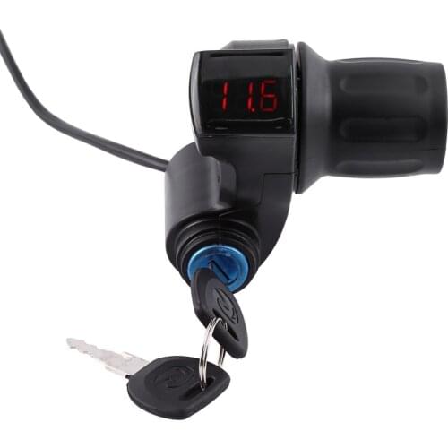 Electric Bike Half Wrist Throttle Grip Handle LED Display Indicator/Lock Key Knock Half Twist Throttle