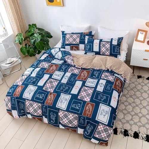 Cartoon Geometry Fashion Kids Luxury Comforter Bedding Set Modern Home Textile King Queen Twin Size Bed Linen Duvet Cover Set