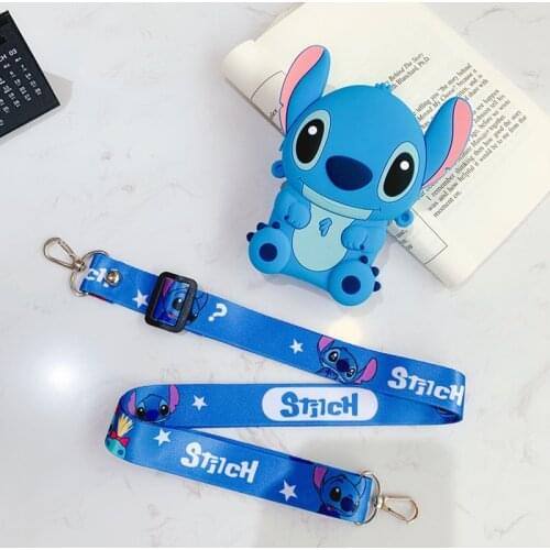 Disney Stitch girl boy Messenger Bag Silica gel Coin Purse Squirrel Cartoon shoulder Bag