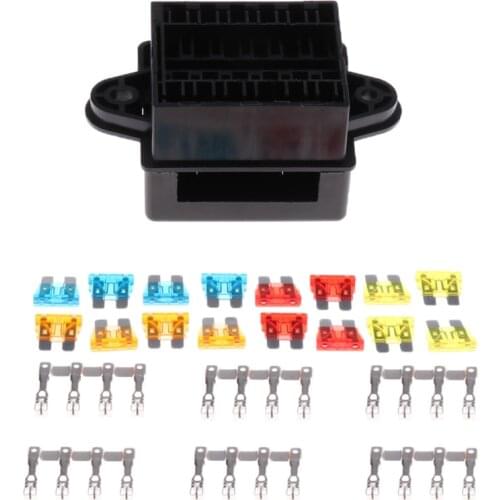 Universal Double Row 12 Way Medium Relay Fuse Box Holder Socket W/ Terminals
