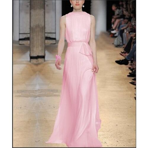 See Orange New Year Pink Party Dress Chiffon 2018 Spring O-Neck Long Dress Bohemian Dress Women Christmas Dress SO2272