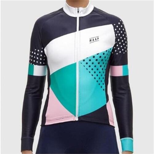 2021 MAAP Cycle Winter Feminine clothes Fleece Women Long Sleeves To Keep Warm Kit Velvet Bib Warm Trousers female cycling suit