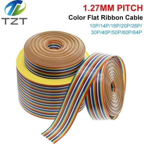 1Meter 10P/12P/14P/16P/20P/26P/34P/40P/50P 1.27mm PITCH Color Flat Ribbon Cable Rainbow DuPont Wire for FC Dupont Connector