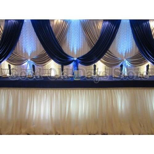 10ft x 20ft Royal Blue Silver With White Wedding Backdrop Wedding Background Curtain Party Decoration