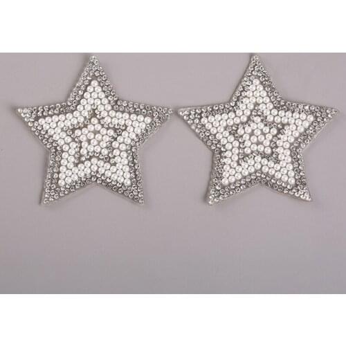 15pc Resin Rhinestone pearl star Iron on Patches DIY T-shirts Sewing Accessories Star Ironing Rhinestone Applique