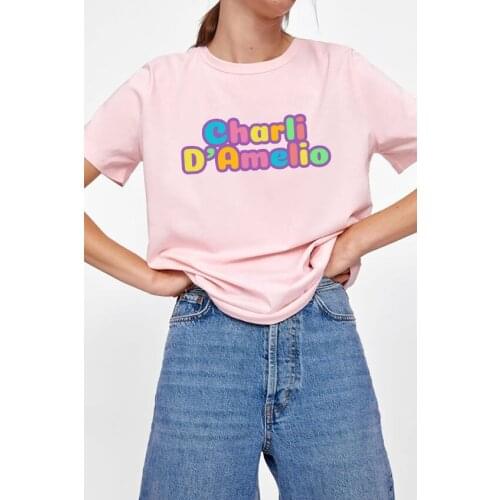 2020 Charli Damelio Letters Printed T Shirt Women/men oversized T Shirts SHOR sleeve Summer Womens Clothing Plus Size