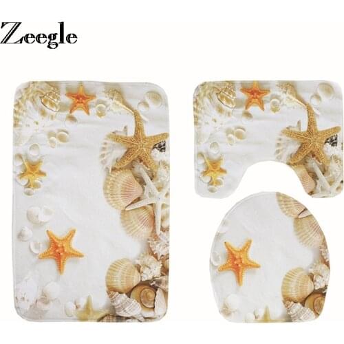 Zeegle Bathroom Carpet 3Pcs Bath Mat Set Non-slip Bathroom Carpet Bath Rug Absorbent Bathroom Floor Mat Bathroom Rug