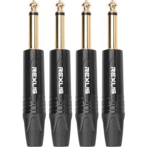 4pcs 6.35mm (6.5 Plug) Mono Jack Male Plug Connector DIY Soldering Plug Audio Cable for DIY Electric Guitar Sound Card Microphon