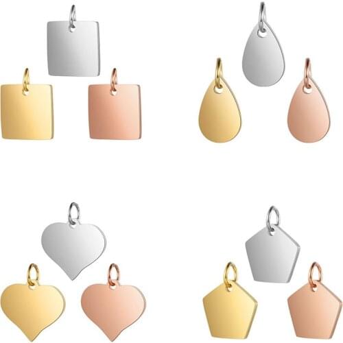 5pcs/lot Gold/Rose Gold/Steel Geometry Women Men Jewelry Charms Stainless Steel Dangle Pendants DIY Necklace Bracelets Findings
