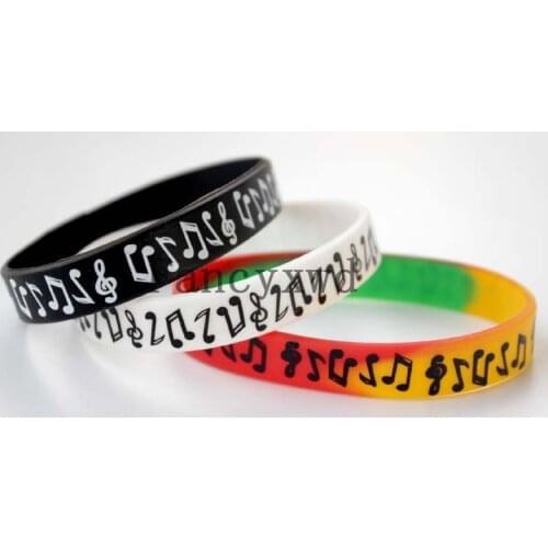 50 Pcs New Silicone Bracelet Rubber Music Notes Design Cute Lovely Wristband
