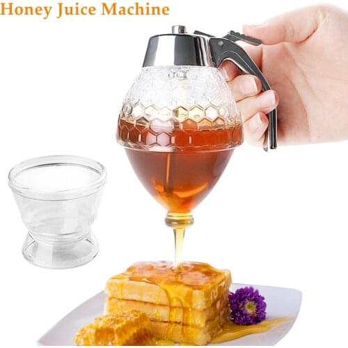 Acrylic Squeeze Bottle Honey Jar Container Bee Drip Dispenser Kettle Storage Pot Stand Holder Juice Syrup Cup Kitchen Accessory