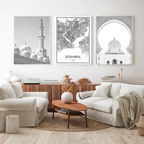Living Room Frameless Studio For Home Design Posters And Prints Nordic Canvas Wall Art Map Istanbul Pictures