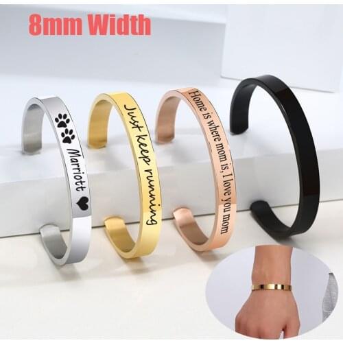 Free Custom Engraved Positive Inspirational Quote Bangles Cuff Mantra Bracelets Anniversary Gifts Men Women