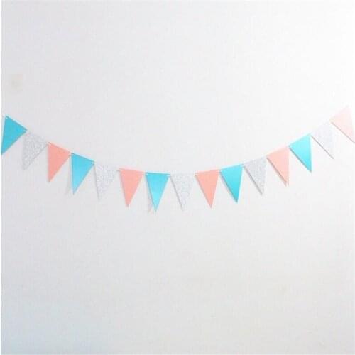 Birthday Bunting Banners Flags Gold Garlands Pennant Baby Shower Wedding Garland Flags Party Decoration Supplies 12/15pcs