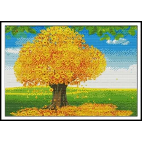 Money Tree Counted Cross Stitch Kits DIY Needlework Sets 14ct Printed Fabric 11ct Canvas for Embroidery Kits Handmade Crafts Kit
