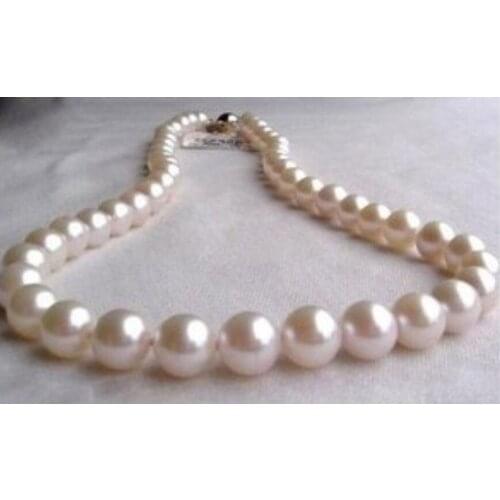 Classic natural 10-11mm south sea white pearl necklace 18inch 925silver