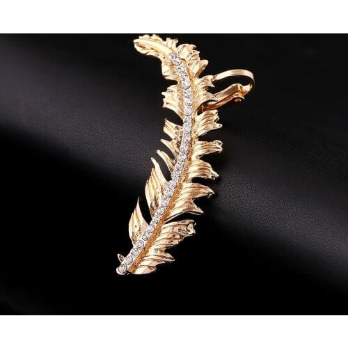 Fashion Gift Leaves Ear Cuff Gold Silver plated Piercing Jewelry Zircon Earcuffs Zinc Alloy Clear Crystal Clip Earring
