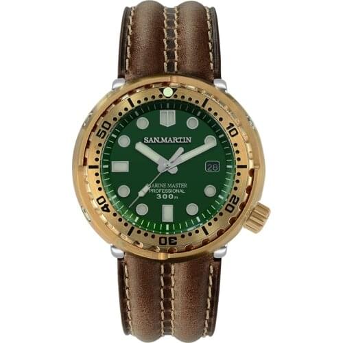 San Martin Men Diver Watch Mens Automatic Watches Bronze Tuna Mechanical Wristwatch 30Bar Waterproof Luminous Sapphire Mirror