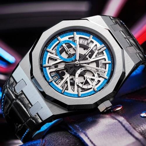 DIDUN NewTop Brand Luxury Watches Men Steel Quartz Watch Clock Color Dial Mens Watches Leather Wristwatch JAPAN VD31 Movement