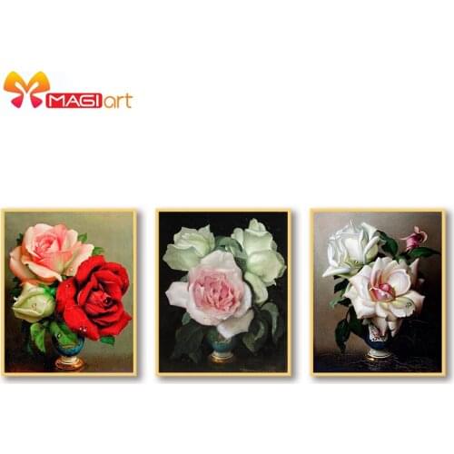 Cross stitch kits Embroidery needlework sets 11CT water soluble canvas patterns 14CT Flowers -NCMF352