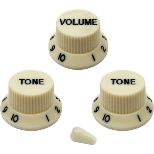 NEW Set of Plastic Beige 2T1V Electric Guitar Knobs Volume Tone Control Buttons + Switch Tip for ST Guitar Accessories