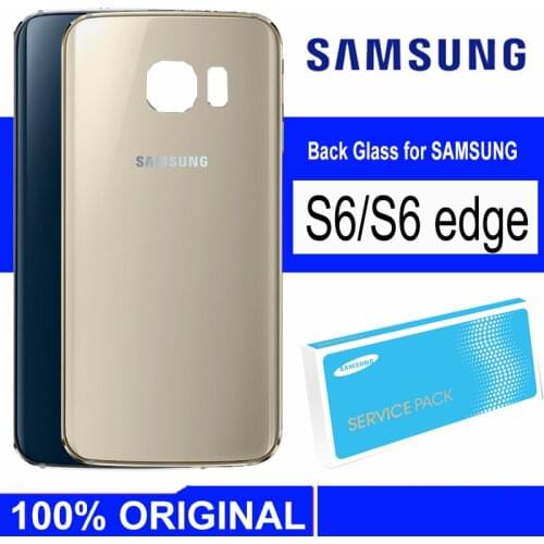 Original Back Glass SAMSUNG Galaxy S6 edge Back Battery Cover Rear Door Housing Glass Panel with Camera Lens