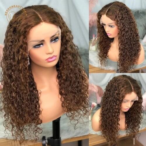 Lace Frontal Wigs Light Brown Curly 13X4 Lace Front Wig Full Density Brazilian Remy Colored Human Hair Wigs For Women