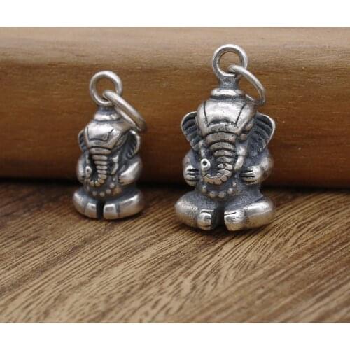 Hindu Lord Ganesha 925 Sterling Silver DIY Namaste Charm Pendant A2392