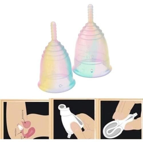 Colorful Women Cup Medical Grade Silicone Menstrual Cup Feminine Hygiene Menstrual Lady Cup Health Care Period Cup Hot Sale