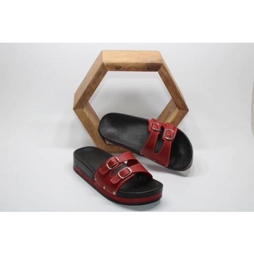 Adjustable Double Buckle Pu Light Sole Daily Home-street Slipper