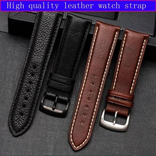 Vintage classic leather watch strap Mens fo Glashütte UNION Junghans Heberlin DUFA High-quality leather strap Brown black 22mm