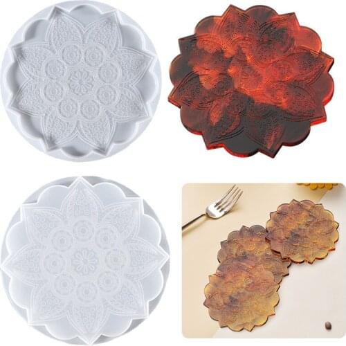 DIY Crystal Epoxy Mold Mandala Coaster Family Swing Table Silicone Resin Handmade Model Spot Wholesale