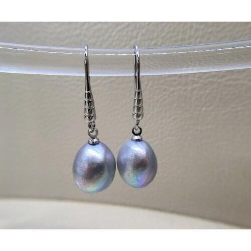 Grey pearl earrings, baroque natural freshwater pearls, 925 sterling silver, ladies silver earrings