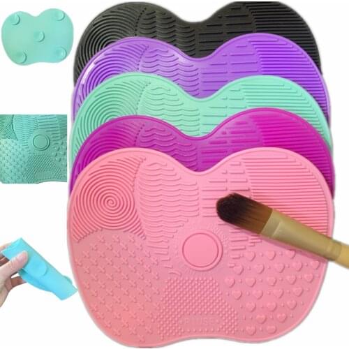 Silicone Makeup Brush Cleaner Mat Cosmetic Foundation Make up Brushes Eyebrow Easy Scrubber Board Apple Cleaning Pad