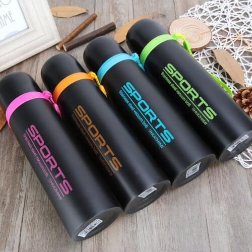 Stainless steel Cute Water Bottles 350ml 500ml outdoor Exercise Plastic Bike Sports Bullet Cup Drinking Vacuum Flasks Thermoses