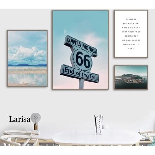Nordic Posters Street Sign Cloud Beach Sea Island Quotes Canvas Painting and Prints Wall Art Pictures for Living Room Decor