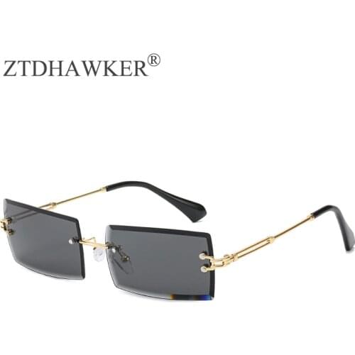 New Style Rimless Trim Gold Frame Square Sunglasses Women Luxury Brand Fashion Small Glasses Eyeglasses