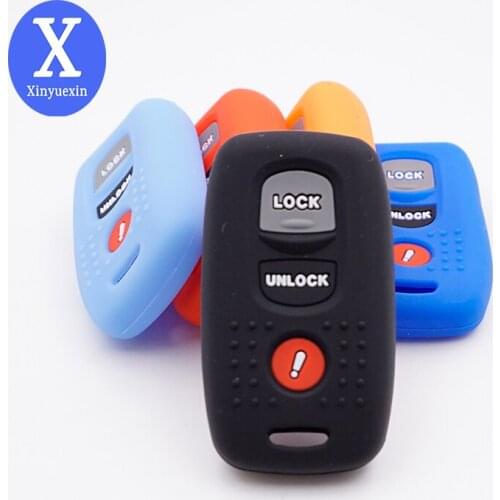 Xinyuexin Silicone Rubber car key fob cover case shell set cap skin holder for MAZDA 2 3 6 323 626 Remote keyless protect repair