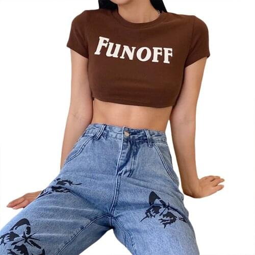 Y2K Women Summer Yoga Shirts Cropped Gym Tops Fitness Letter Print Short Sleeves Workout Sport T-Shirts Sports Wear