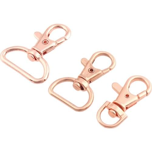 12pcs/lot Matel Snap Hook Rotary Swivel Spring Key Chain Keyring Lobster Claw D Clasp Hooks Clips Rose gold 9mm 20mm 25mm Craft