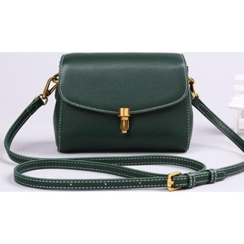 Genuine Leather Womens Shoulder Bags New Retro Ladies Messenger Bag Cowhide Leather Crossbody Bags Women Handbags Green Black