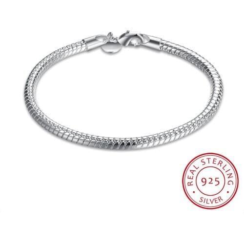 LEKANI Statement 925 Sterling Silver 4mm Snake Chain Bracelet For Women Girl Newest Fine Jewelry