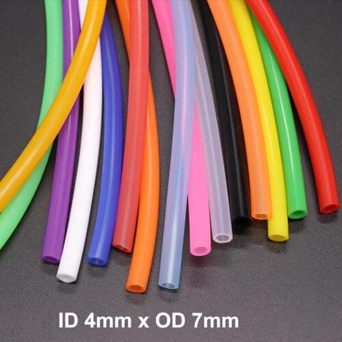 1M Colorful Food Grade Silicone Rubber Hose ID 4 x OD 7mm Flexible Transparent Silicone Rubber Tube Drink Pipe Water Connector