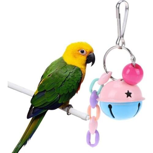1PCS Parrot Bell Toy Cute Interactive Parrot Cage Toy Bird Hanging Toy Bird Chew Toy Metal Ring Bell Hanging Cage Bird Toy