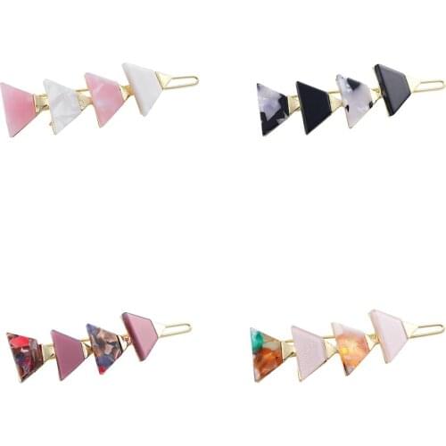 1 Pcs/Set Fashion Geometric Triangle Acrylic Resin Hair Clips For Women Colorful Bobby Pins Barrettes Hair Styling Accessories