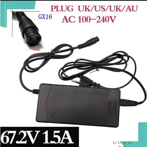 1PC lowest price 67.2V 1.5A charger 60V 1.5A power adapter for 60V16S lithium lithium ion electric bicycle electric bicycle