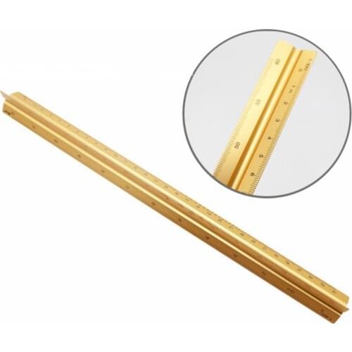 1XCB Triangular Aluminum Architectural Scale Ruler Engineering Metal Ruler with 6 in1 Multifunctional Pen for Drafting