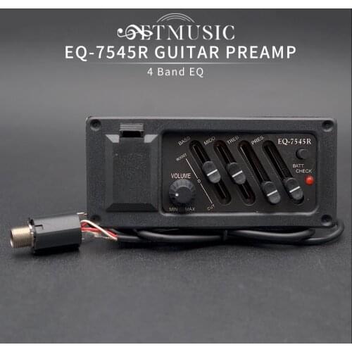 4 Band Guitar EQ-7545R Equalizer Acoustic Guitar Preamp Amplifier Pickup 6.5MM Output